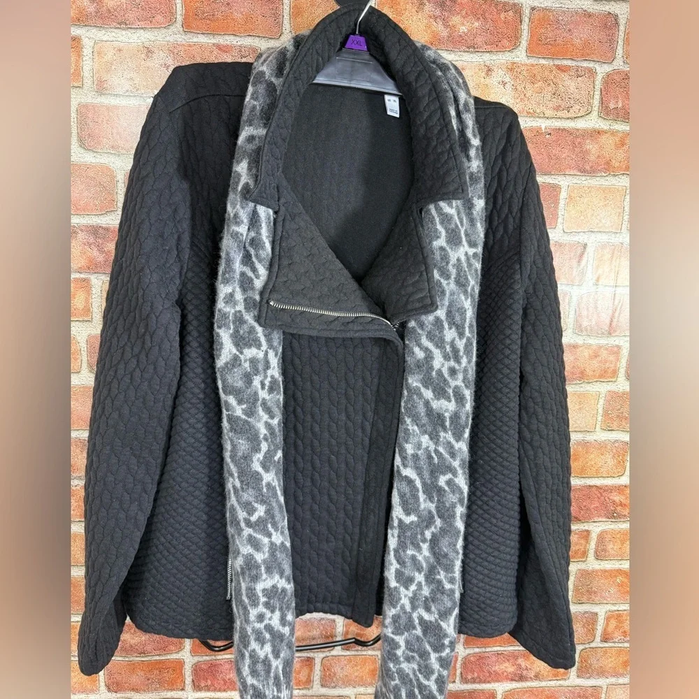 JCrew  Gray wool/cashmere blend is Leopard Print Scarf